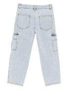 Jeans cargo per bambino Moschino Kids in denim ricamati - Rubino Kids