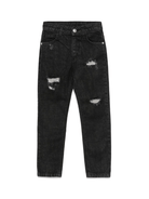 Jeans dritti con effetto vissuto per bambino John Richmond Junior nero con passanti - Rubino Kids