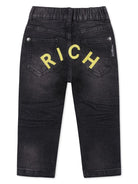 Jeans dritti per neonato John Richmond Junior nero con design a cinque tasche - Rubino Kids