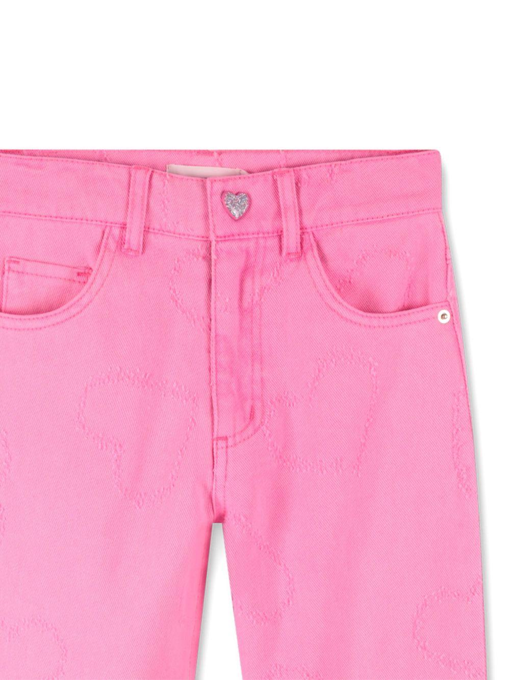 Jeans per bambina Billieblush rosa con ricamo a cuore - Rubino Kids