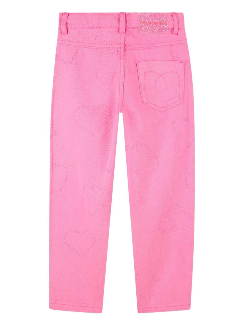 Jeans per bambina Billieblush rosa con ricamo a cuore - Rubino Kids