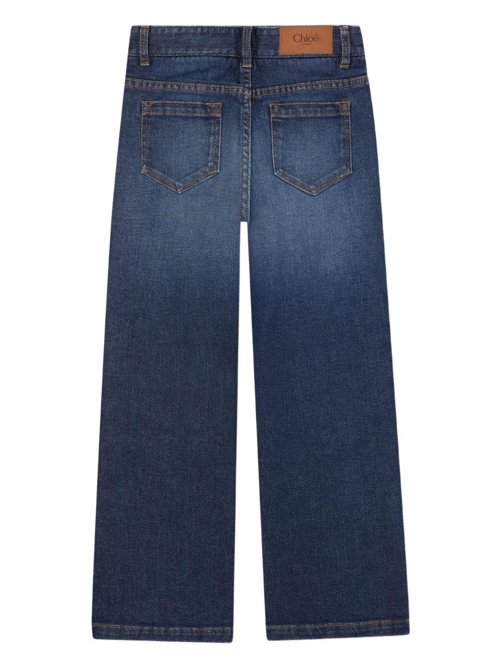 Jeans per bambina Chloé Kids denim con baffatura - Rubino Kids