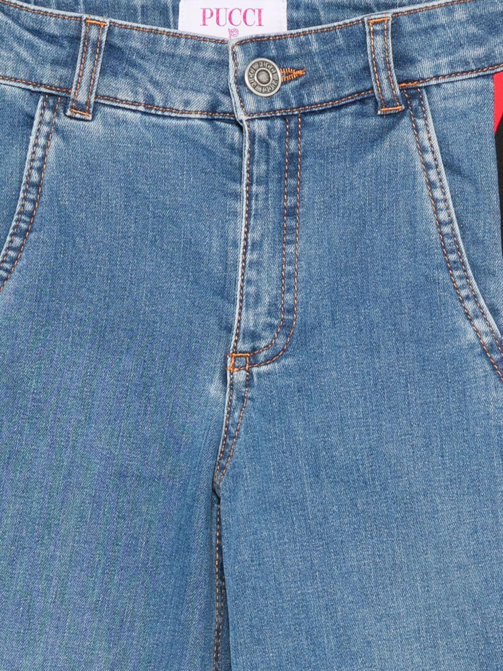 Jeans per bambina Emilio Pucci Junior in denim con design a inserti - Rubino Kids