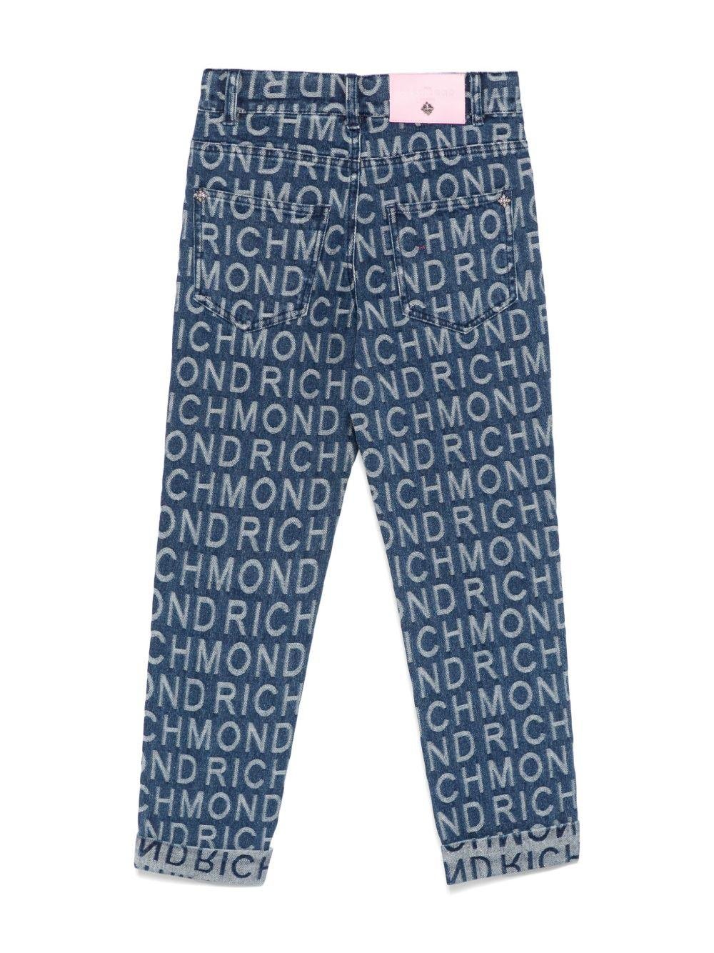 Jeans per bambina John Richmond Junior in denim con effetto jacquard - Rubino Kids
