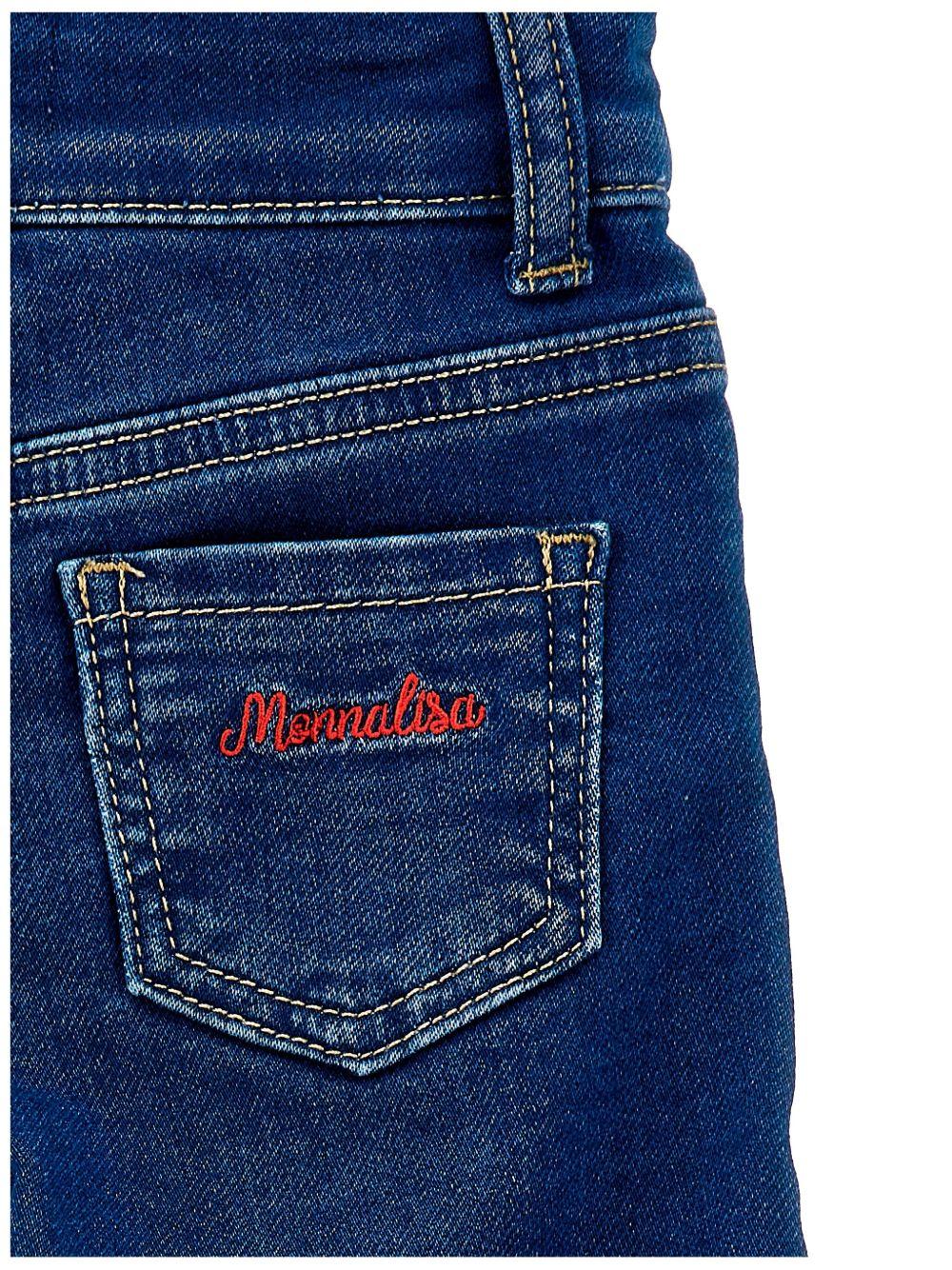 Jeans per bambina Monnalisa in denim con ricamo a cuori - Rubino Kids