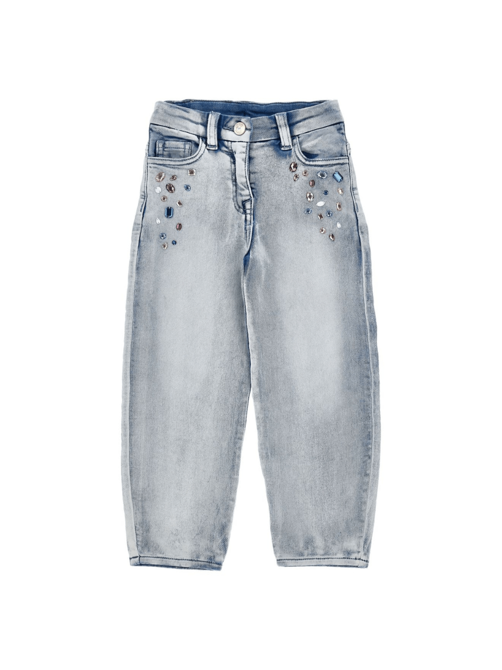 Jeans per bambina Monnalisa x Disney in denim con gemme Stitch - Rubino Kids