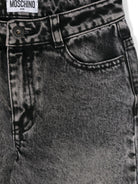 Jeans per bambina Moschino Kids grigio con ricamo logo sulla tasca posteriore - Rubino Kids