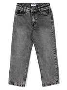 Jeans per bambina Moschino Kids grigio con ricamo logo sulla tasca posteriore - Rubino Kids