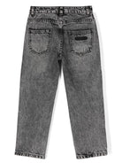 Jeans per bambina Moschino Kids grigio con ricamo logo sulla tasca posteriore - Rubino Kids