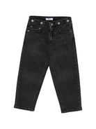 Jeans per bambina MSGM Kids in denim nero con borchie sulla cintura - Rubino Kids