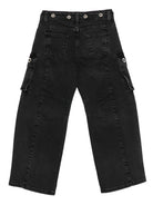 Jeans per bambina MSGM Kids in denim nero modello cargo - Rubino Kids