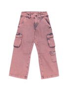Jeans per bambina Palm Angels Kids rosa con tasche cargo - Rubino Kids
