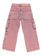 Jeans per bambina Palm Angels Kids rosa con tasche cargo - Rubino Kids