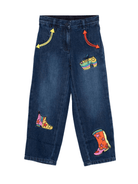 Jeans per bambina Stella McCartney Kids in denim con ricami - Rubino Kids