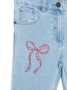 Jeans per bambina Stella McCartney Kids in denim con ricamo fiocco - Rubino Kids