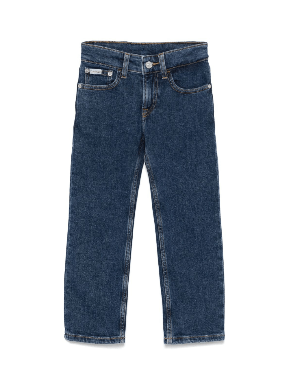 Jeans per bambino Calvin Klein Kids in denim con design a cinque tasche - Rubino Kids