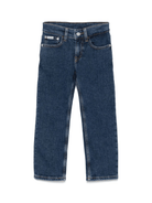Jeans per bambino Calvin Klein Kids in denim con design a cinque tasche - Rubino Kids