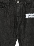 Jeans per bambino Off - White Kids nero in denim con toppa con logo - Rubino Kids