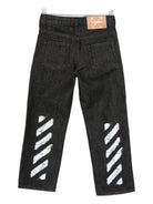 Jeans per bambino Off - White Kids nero in denim con toppa con logo - Rubino Kids