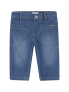 Jeans per neonata Chloé Kids denim con due tasche frontali - Rubino Kids