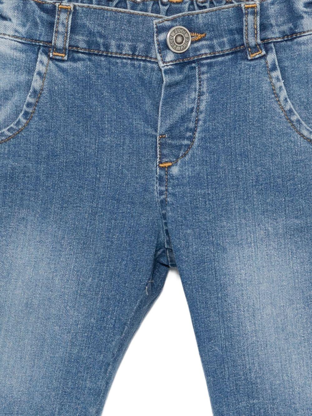 Jeans per neonata Emilio Pucci Junior in denim con tasche - Rubino Kids