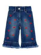 Jeans per neonata Monnalisa denim con motivo a cuori - Rubino Kids