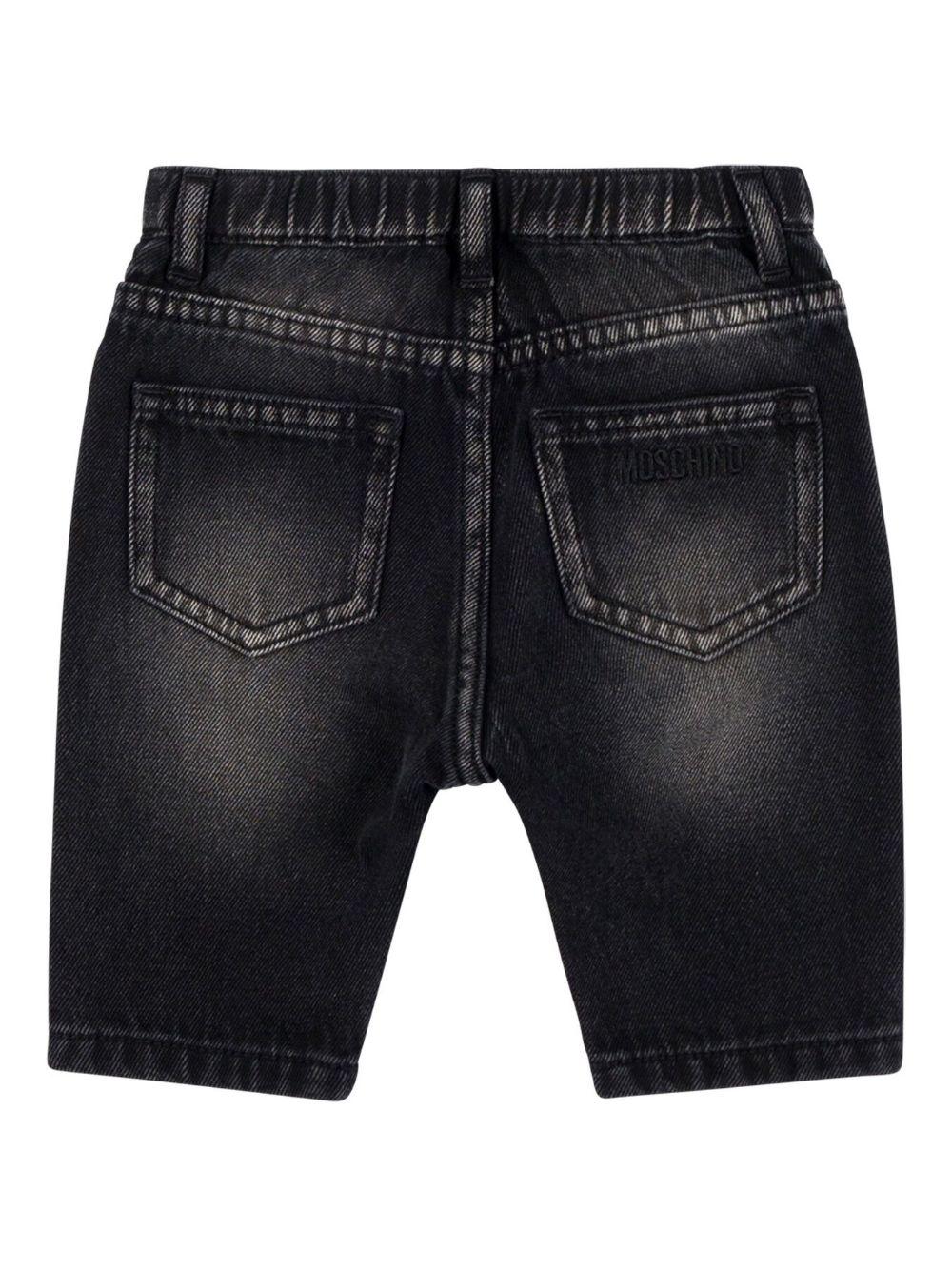 Jeans per neonato Moschino Kids in denim nero con effetto vissuto - Rubino Kids