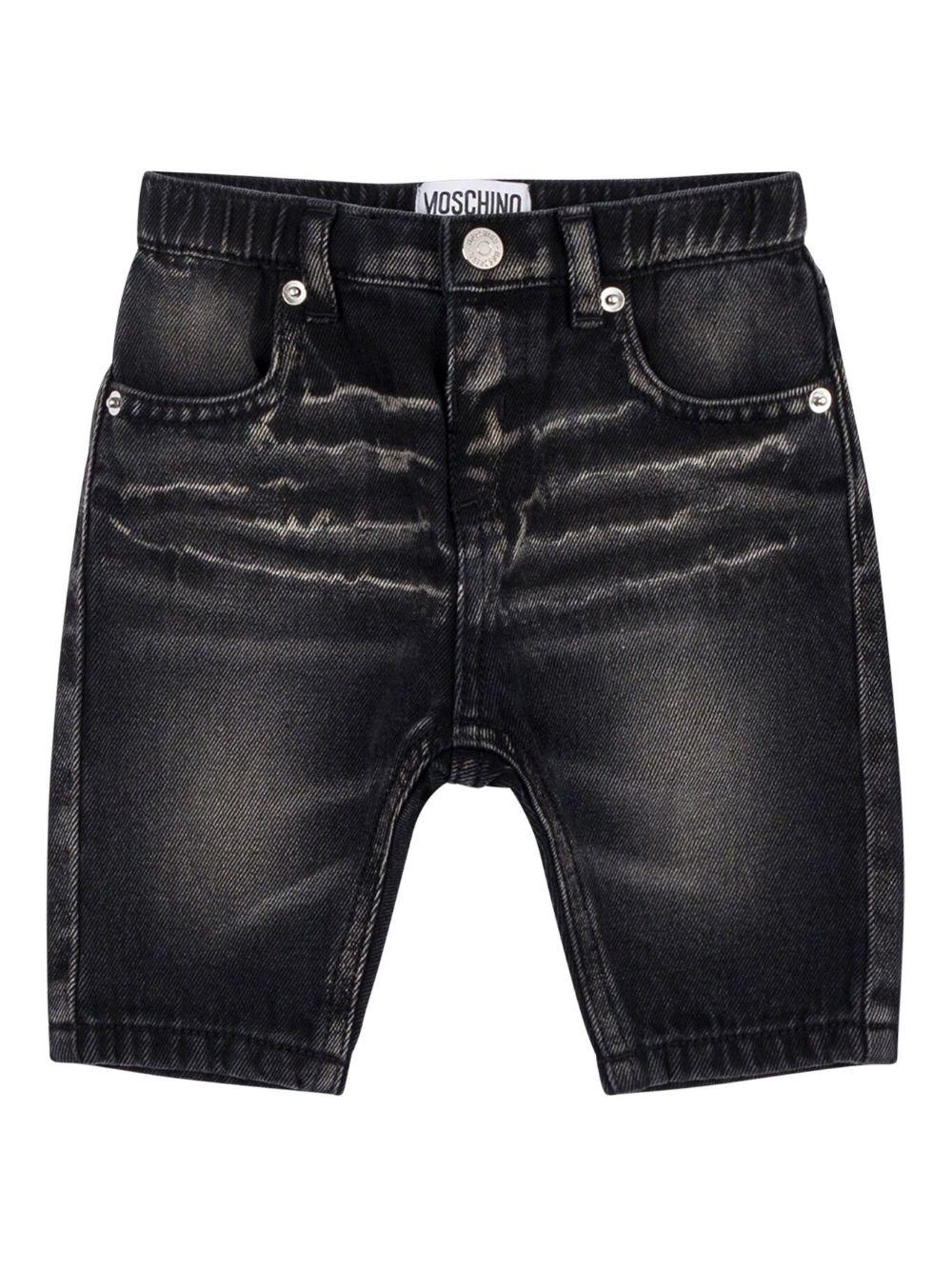 Jeans per neonato Moschino Kids in denim nero con effetto vissuto - Rubino Kids