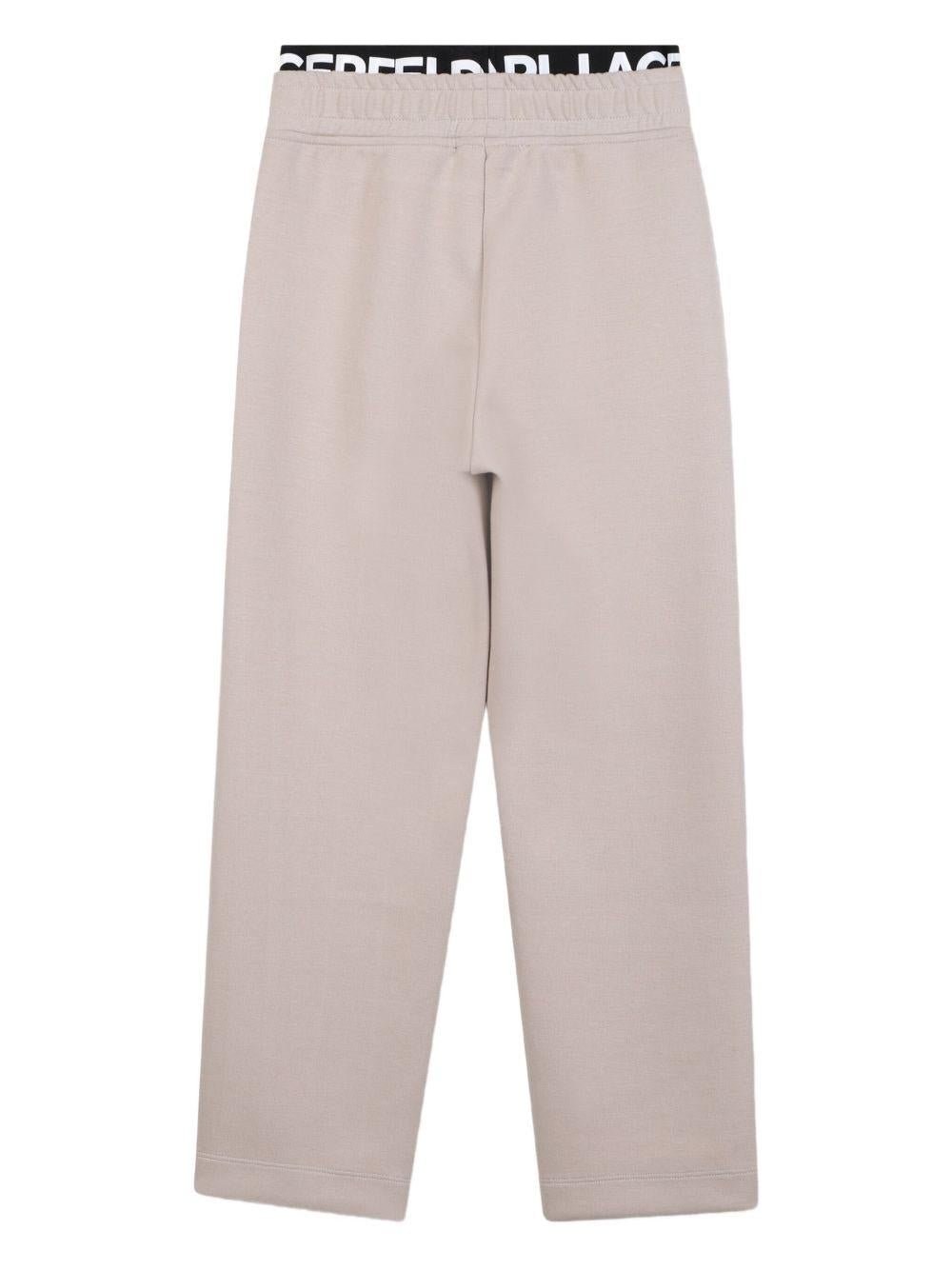 Joggers per bambino Karl Lagerfeld Kids beige con vita elasticizzata - Rubino Kids