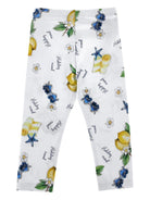 Leggings per bambina Monnalisa bianco con stampa limoni - Rubino Kids