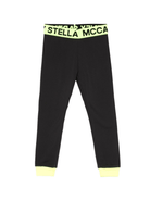 Leggings per bambina Stella McCartney Kids nero con banda logata - Rubino Kids