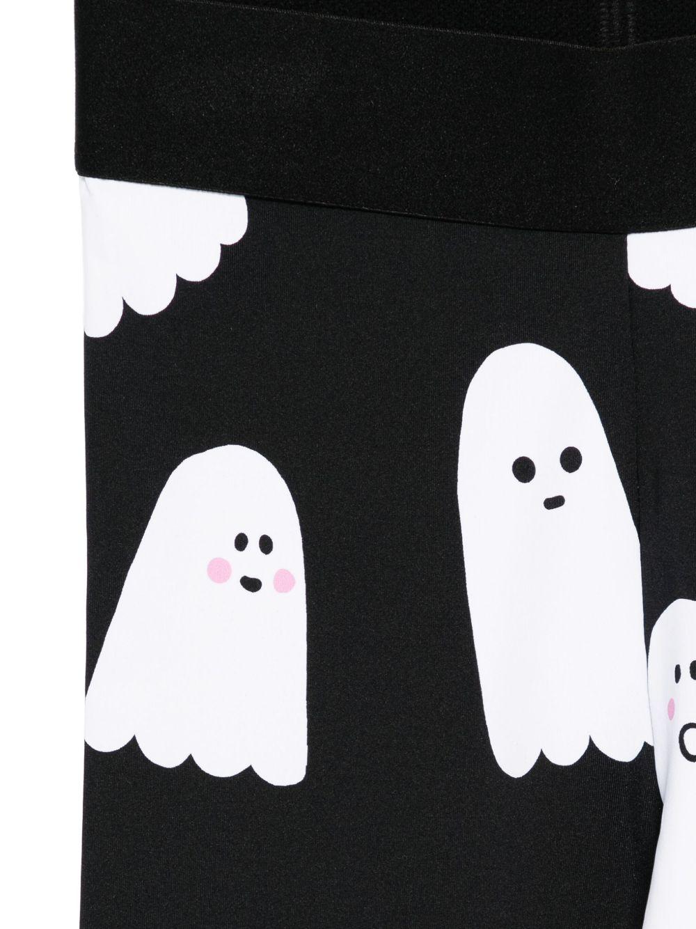 Leggings per bambina Stella McCartney Kids nero con stampa fantasma - Rubino Kids