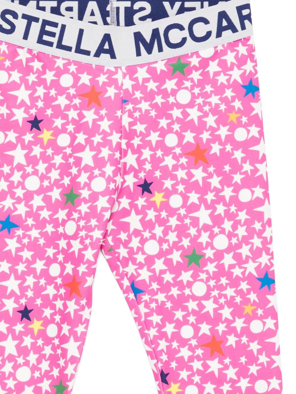 Leggings per bambina Stella McCartney Kids rosa con stampa stelle - Rubino Kids