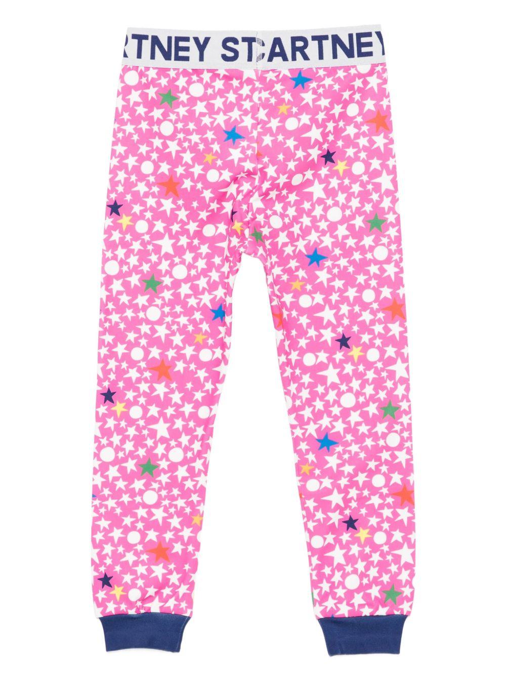 Leggings per bambina Stella McCartney Kids rosa con stampa stelle - Rubino Kids