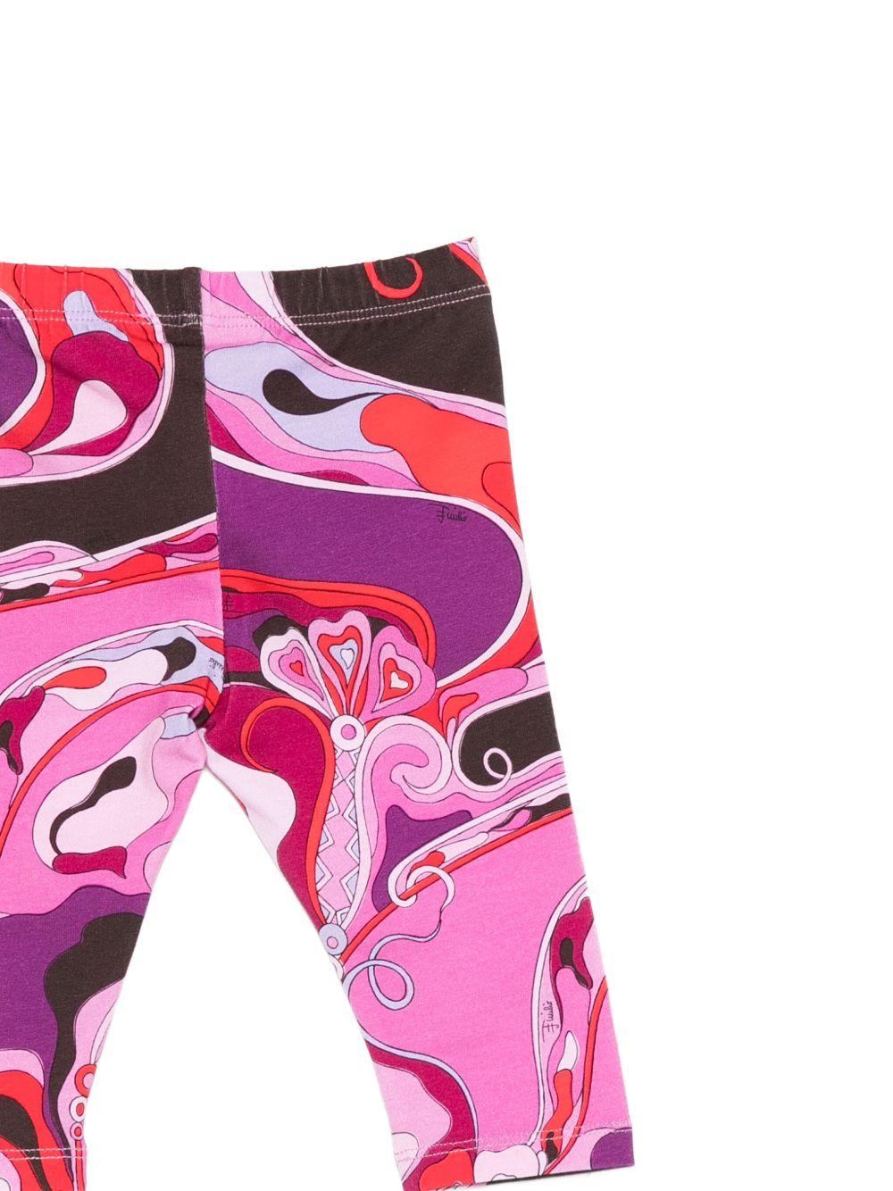 Leggings per neonata Emilio Pucci Junior fucsia con motivo a vortice - Rubino Kids