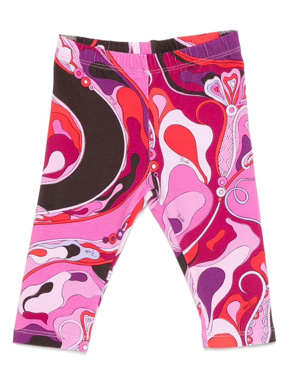 Leggings per neonata Emilio Pucci Junior fucsia con motivo a vortice - Rubino Kids