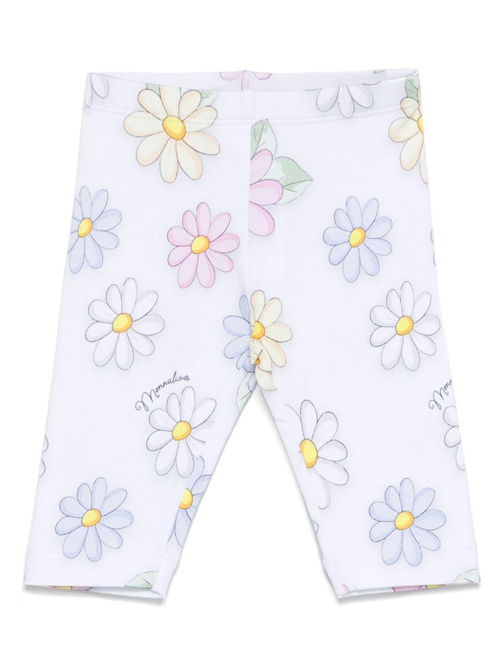 Leggings per neonata Monnalisa bianco con stampa floreale - Rubino Kids