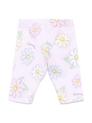 Monnalisa pink floral print leggings for newborns