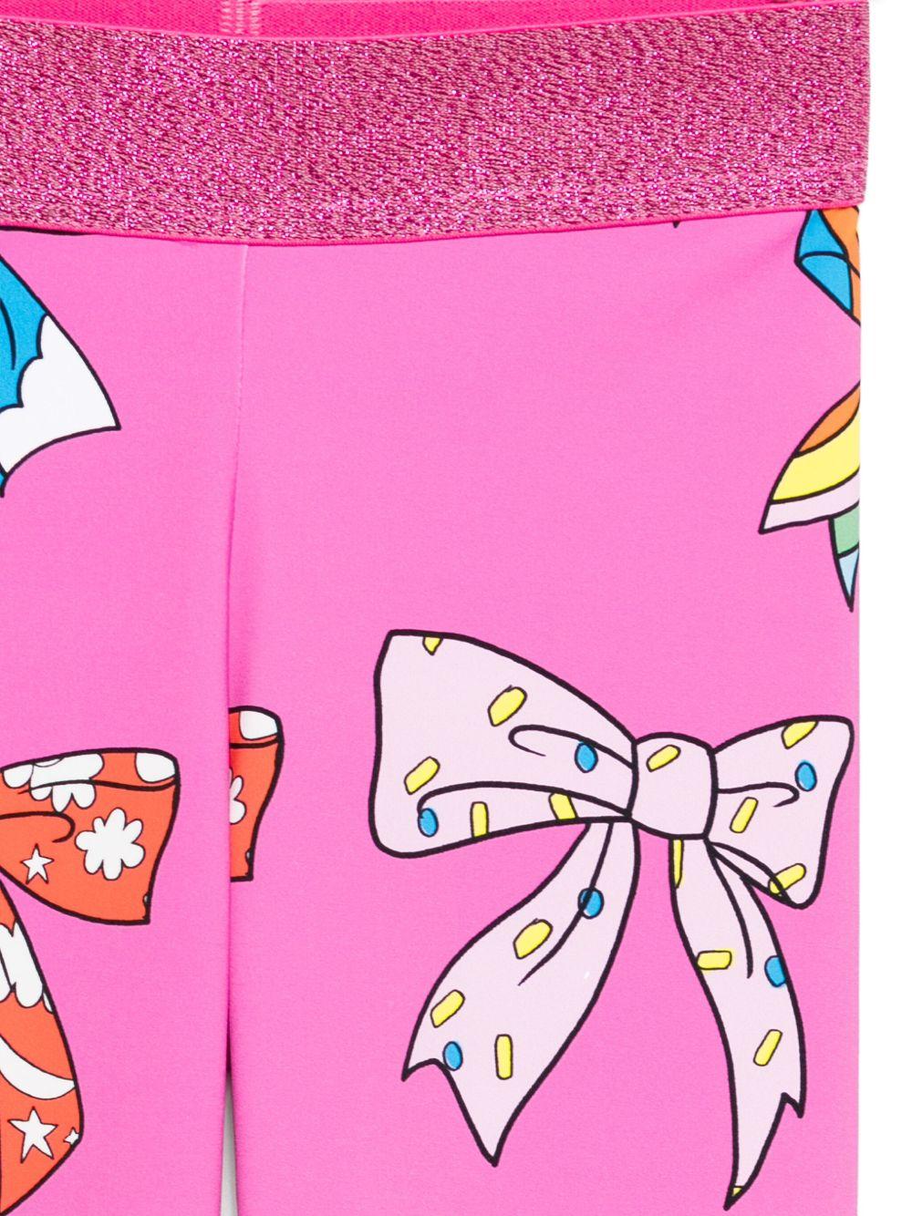 Leggins per bambina Stella McCartney Kids fucsia con stampa fiocchi - Rubino Kids