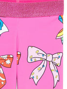 Leggins per bambina Stella McCartney Kids fucsia con stampa fiocchi - Rubino Kids