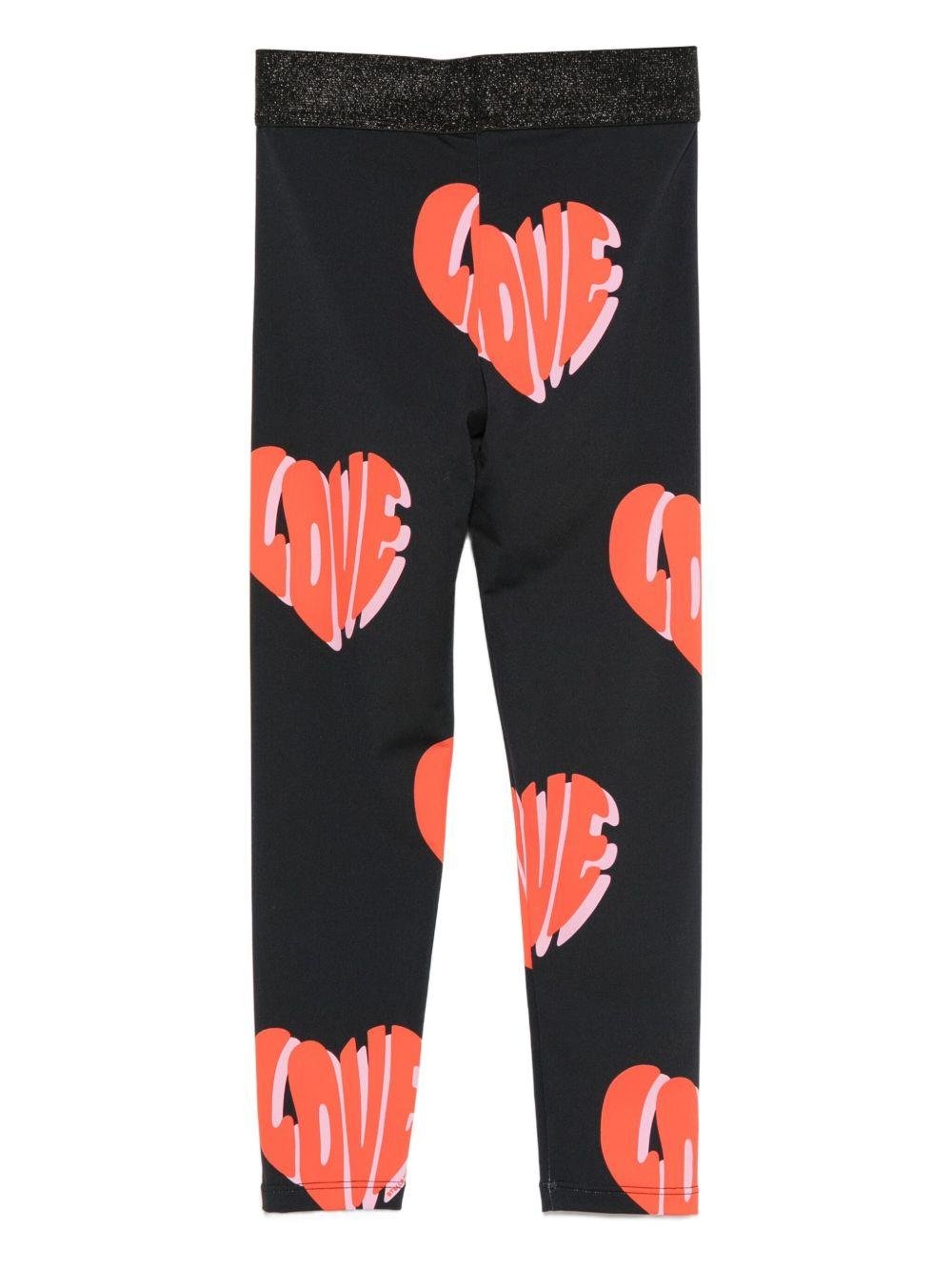 Leggins per bambina Stella McCartney Kids neri con motivo a cuore - Rubino Kids