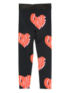 Leggins per bambina Stella McCartney Kids neri con motivo a cuore - Rubino Kids
