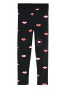 Leggins per bambina Stella McCartney Kids neri con stampa labbra - Rubino Kids