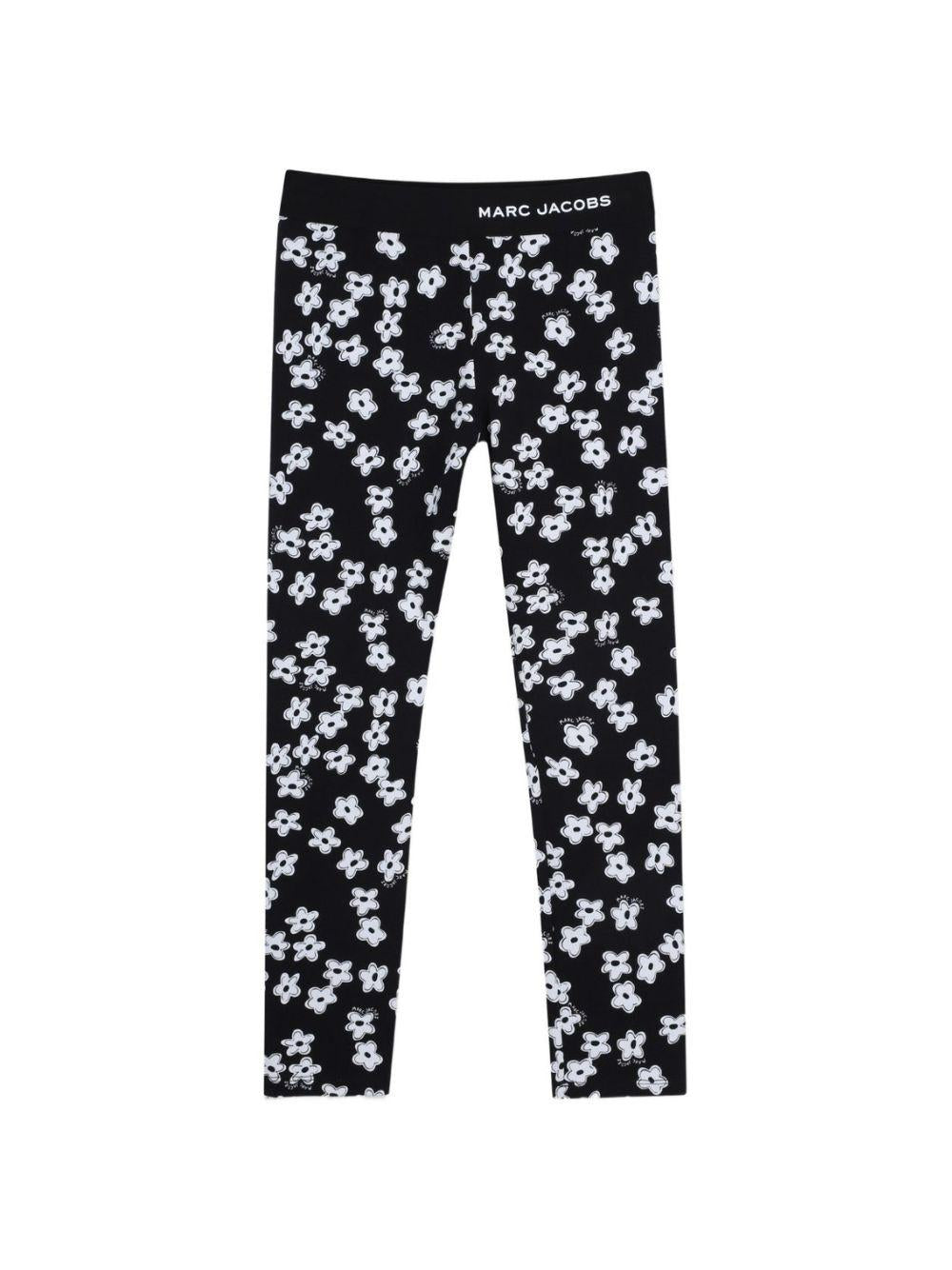 Leggins per bambina The Marc Jacobs Kids neri con stampa a fiori all - over - Rubino Kids