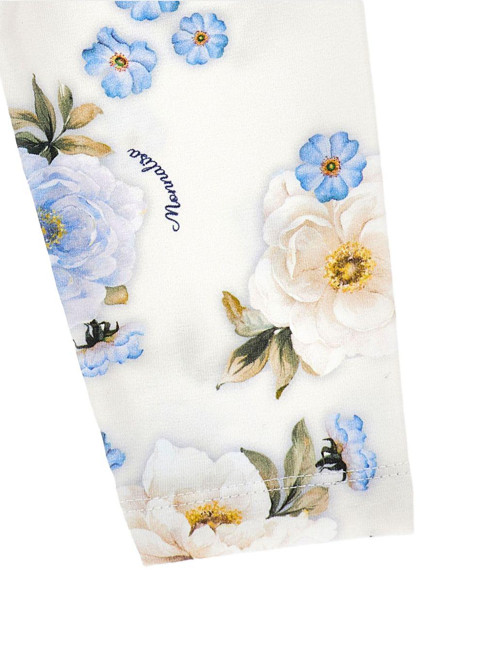 Leggins per neonata Monnalisa bianchi con stampa a fiori - Rubino Kids