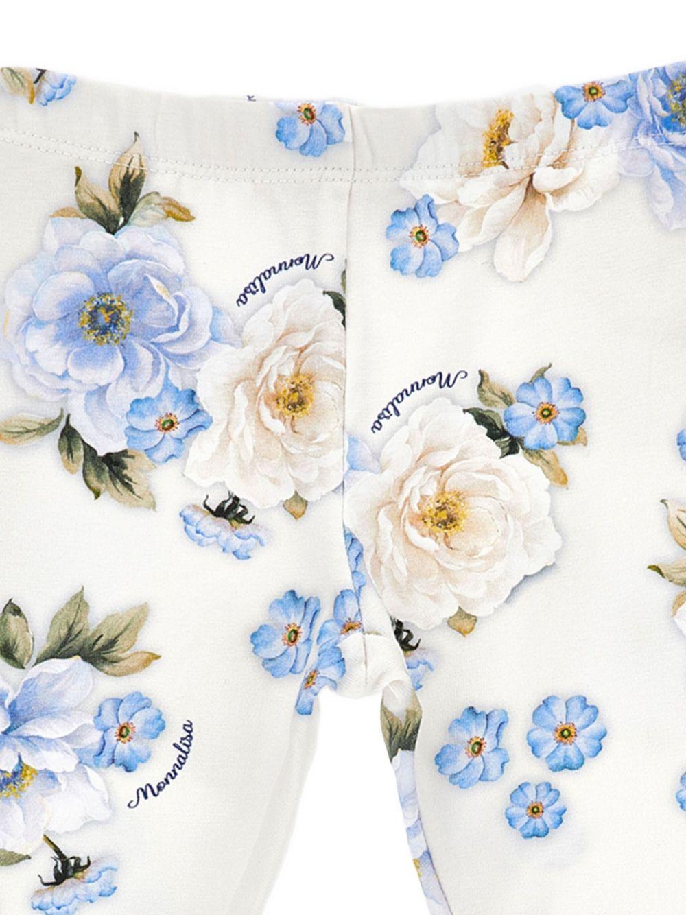 Leggins per neonata Monnalisa bianchi con stampa a fiori - Rubino Kids
