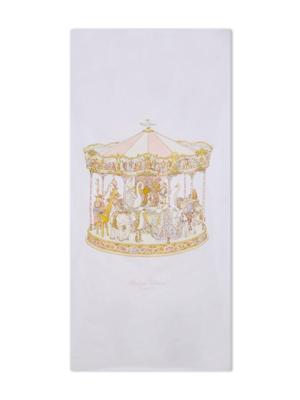 Lenzuolo con stampa illustrazione per neonato Atelier Choux bianco con orlo elasticizzato - Rubino Kids