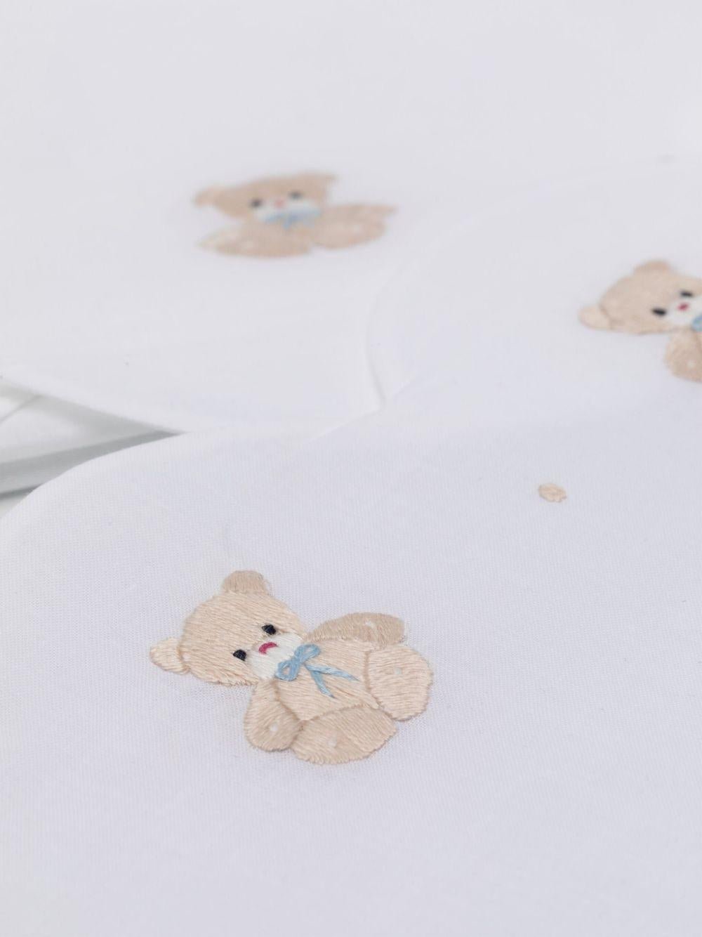 Lenzuolo da culla per neonati Mariella Ferrari bianca con ricamo Teddy Bear - Rubino Kids