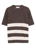 Maglia per bambino Brunello Cucinelli Kids marrone con design a righe - Rubino Kids