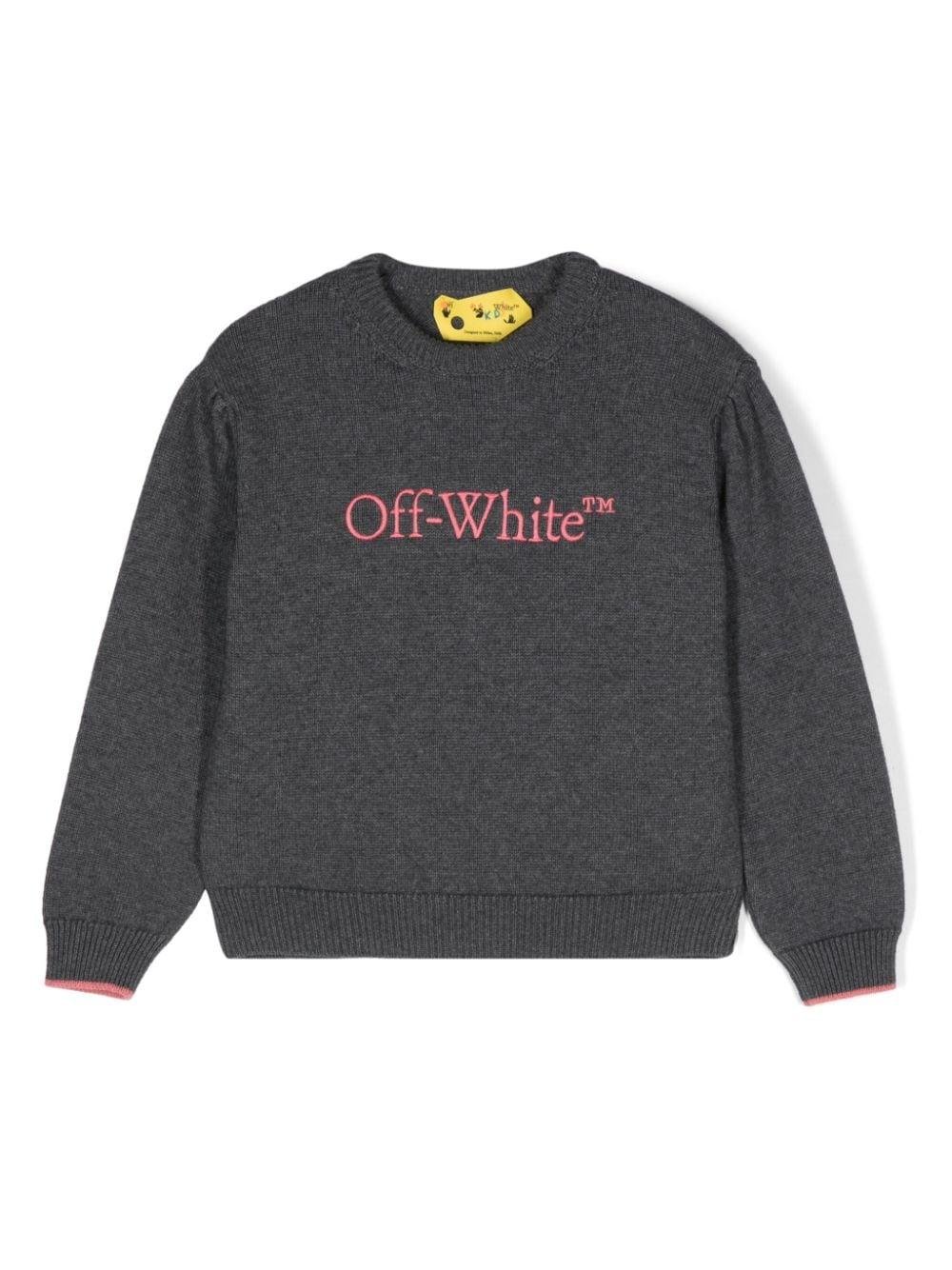 Maglione Big Bookish per bambina Off - White Kids grigio con effetto mélange - Rubino Kids